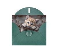 YYHWHJDE Biglietto di auguri verde scuro con gattino che tira su un ramo, perfetto per San Valentino, anniversario di matrimonio e inviti per feste