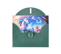 YYHWHJDE Biglietto di auguri verde scuro con immagine di unicorno, perfetto per San Valentino, anniversario di matrimonio e inviti per feste