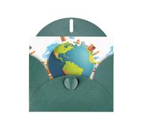 YYHWHJDE - Biglietto di auguri verde scuro con immagine di viaggio in tutto il mondo con sogni, perfetto per San Valentino, anniversario di matrimonio e inviti per feste