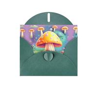 YYHWHJDE Biglietto di auguri verde scuro con motivo a funghi fantasy, per Natale, compleanno dei bambini, San Valentino e inviti per feste