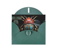 YYHWHJDE Biglietto di auguri verde scuro con motivo a scarabeo colorato per inviti per feste di compleanno