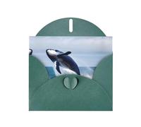 YYHWHJDE Biglietto di auguri verde scuro con motivo balene in mare per Natale, compleanno dei bambini, San Valentino e invito per feste