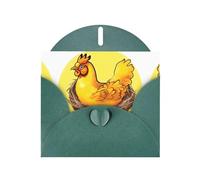 YYHWHJDE Biglietto di auguri verde scuro con motivo di pollo dorato a nido d'uccello per Natale, compleanno dei bambini, San Valentino e invito a feste