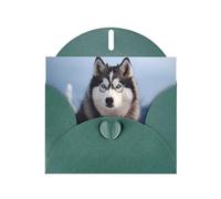 YYHWHJDE Biglietto di auguri verde scuro con motivo husky siberiano per feste di compleanno