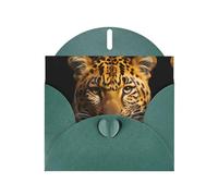 YYHWHJDE Biglietto di auguri verde scuro con motivo leopardo dagli occhi profondi per Natale, compleanno dei bambini, San Valentino e invito a feste