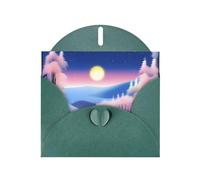 YYHWHJDE - Biglietto di auguri verde scuro con paesaggio del solstizio d'inverno, perfetto per San Valentino, anniversario di matrimonio e inviti per feste