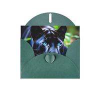 YYHWHJDE Biglietto di auguri verde scuro con pantera con occhi azzurri per Natale, compleanno dei bambini, San Valentino e invito per feste