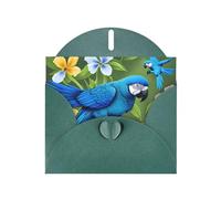 YYHWHJDE - Biglietto di auguri verde scuro con pappagallo blu in fiori, perfetto per San Valentino, anniversario di matrimonio e inviti per feste