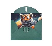 YYHWHJDE - Biglietto di auguri verde scuro con piccola tigre nello spazio, per Natale, compleanno, San Valentino, anniversario di matrimonio e feste