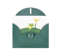 YYHWHJDE Biglietto di auguri verde scuro con rana che salta sulla foglia di loto per inviti per feste di compleanno