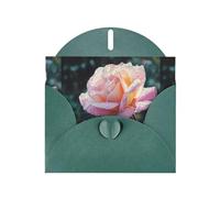 YYHWHJDE Biglietto di auguri verde scuro con rugiada mattutina su rose, motivo per Natale, compleanno dei bambini, San Valentino e invito per feste