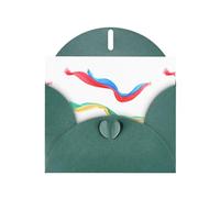 YYHWHJDE Biglietto di auguri verde scuro con sciarpe colorate che svolazzano al vento, immagine perfetta per San Valentino, anniversario di matrimonio e inviti per feste