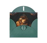 YYHWHJDE Biglietto di auguri verde scuro con scritta "A little bear learning knowledge", per feste di compleanno e inviti