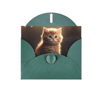YYHWHJDE Biglietto di auguri verde scuro con simpatico motivo a gattini per inviti festivi per feste di compleanno