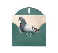 YYHWHJDE Biglietto di auguri verde scuro con simpatico motivo piccione per Natale, compleanno dei bambini, San Valentino e invito per feste