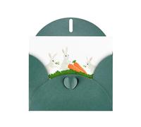 YYHWHJDE - Biglietto di auguri verde scuro con stampa di una vivace carota che tira le carote, 15 x 10 cm, design unico e alla moda per varie occasioni