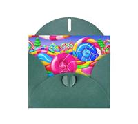 YYHWHJDE Biglietto di auguri verde scuro con stampe di caramelle per Natale, compleanno dei bambini, San Valentino e inviti per feste