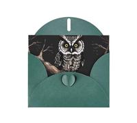 YYHWHJDE Biglietto di auguri verde scuro con stampe di gufo a tarda notte per Natale, compleanno dei bambini, San Valentino e invito per feste