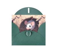 YYHWHJDE - Biglietto di auguri verde scuro con topolino che fa fori, 15,2 x 10,2 cm, design unico e alla moda per varie occasioni