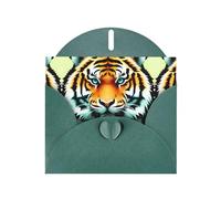 YYHWHJDE Biglietto di auguri verde scuro Little Fat Tiger Head Stampe per Natale, compleanno dei bambini, San Valentino e invito per feste