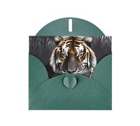 YYHWHJDE Biglietto di auguri verde scuro Tiger at Rest Stampe per Natale, compleanno dei bambini, San Valentino e invito per feste