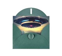 YYHWHJDE Biglietto di auguri verde scuro UFO Landing Stampe per Natale, compleanno dei bambini, San Valentino e invito per feste