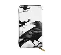 YYHWHJDE Black Crow Birds Pattern Portafoglio lungo pochette in pelle Progettato per ragazze e donne alla moda elegante e personalizzato 19 x 10,5 cm, nero, taglia unica, Nero , Taglia unica