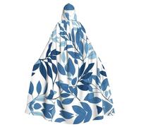 YYHWHJDE Blue Branches And Leaves Picture Adult Halloween giacca con cappuccio mantello lungo partito mantello adatto per uomini e donne