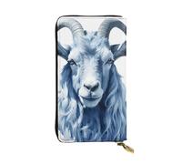 YYHWHJDE Blue Goat Print - Portafoglio lungo in pelle stampata di qualità, progettato per ragazze e donne alla moda, elegante, 19 x 10,5 cm, Nero , Taglia unica