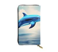 YYHWHJDE Blue Ocean Dolphin - Pochette lunga in pelle di qualità, progettata per ragazze e donne alla moda, elegante, 19 x 10,5 cm, Nero , Taglia unica