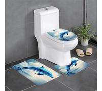 YYHWHJDE Blue Ocean - Set di 3 tappetini da bagno con immagine di delfini, antiscivolo, ad asciugatura rapida