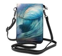YYHWHJDE Blue Ocean Wave Picture - Telefono cellulare da donna con prepuzio in pelle, a tracolla, piccola tracolla regolabile