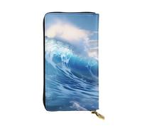 YYHWHJDE Blue Ocean Waves - Portafoglio lungo in pelle di qualità con stampa a onde, progettato per ragazze e donne alla moda, elegante, 19 x 10,5 cm, Nero , Taglia unica