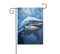 YYHWHJDE Blue Shark Prints - Asta per bandiera da giardino, decorazione per cortile esterno, 30,5 x 45,7 cm