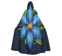 YYHWHJDE Blue Star Flower Prints Adult Hooded Cloak è un poncho con cappuccio super grande, comodo e resistente per Halloween