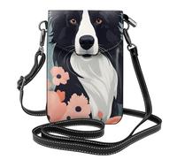 YYHWHJDE Border Collie Florals Picture - Telefono cellulare da donna con prepuzio in pelle, a tracolla, piccola tracolla regolabile