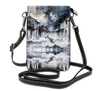 YYHWHJDE Borsa a tracolla in pelle per cellulare, 19,6 x 12,4 cm, motivo barca nell'acqua, per passeggiate, campeggio, shopping, viaggi e uso all'aperto