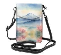 YYHWHJDE Borsa a tracolla in pelle piccola per telefono cellulare, 19,3 x 12,4 cm, bellissimo modello di stampa del Monte Fuji per passeggiate, campeggio, shopping, viaggi e uso all'aperto