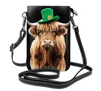 YYHWHJDE Borsa a tracolla in pelle piccola per telefono cellulare, 19,3 x 12,4 cm, motivo a tre foglie con crosta e bestiame per passeggiate, campeggio, shopping, viaggi e uso all'aperto