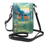 YYHWHJDE Borsa a tracolla in pelle piccola per telefono cellulare, 19,3 x 12,4 cm, motivo tre simpatici cervi per passeggiate, campeggio, shopping, viaggi e uso all'aperto