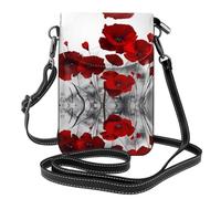 YYHWHJDE Borsa a tracolla in vera pelle con papaveri rossi