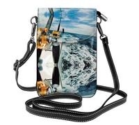 YYHWHJDE Borsa a tracolla per telefono in vera pelle con mulinelli da pesca su una barca
