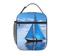 YYHWHJDE Borsa per il pranzo isolata portatile con stampa di barca a vela blu borsa per il pranzo riutilizzabile durevole per uomini e donne facile da trasportare