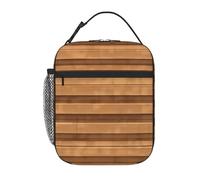 YYHWHJDE Borsa per il pranzo isolata portatile originale in legno con motivo a texture riutilizzabile borsa per il pranzo durevole per uomini e donne facile da trasportare