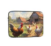 YYHWHJDE Borsa per laptop da 12 pollici con motivo polli e fattoria, antiurto, per uomini e donne, ideale per viaggi d'affari, scuola e uso quotidiano