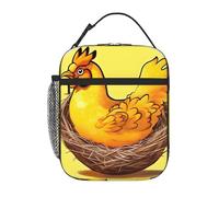 YYHWHJDE Borsa termica portatile per il pranzo, a forma di nido d'uccello, con motivo di pollo, riutilizzabile, durevole, per uomini e donne