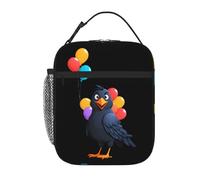 YYHWHJDE Borsa termica portatile per il pranzo con corvo che tiene palloncini colorati stampe, borsa per il pranzo riutilizzabile, durevole per uomini e donne, facile da trasportare