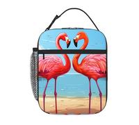 YYHWHJDE Borsa termica portatile per il pranzo con due fenicotteri stampe, riutilizzabile, durevole, per uomini e donne, facile da trasportare