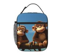YYHWHJDE Borsa termica portatile per il pranzo con due scimmie, riutilizzabile, durevole, per uomini e donne, facile da trasportare