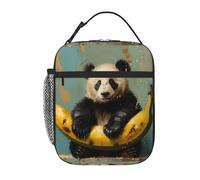 YYHWHJDE Borsa termica portatile per il pranzo, con immagine di panda su una banana, riutilizzabile, durevole, per uomini e donne, facile da trasportare
